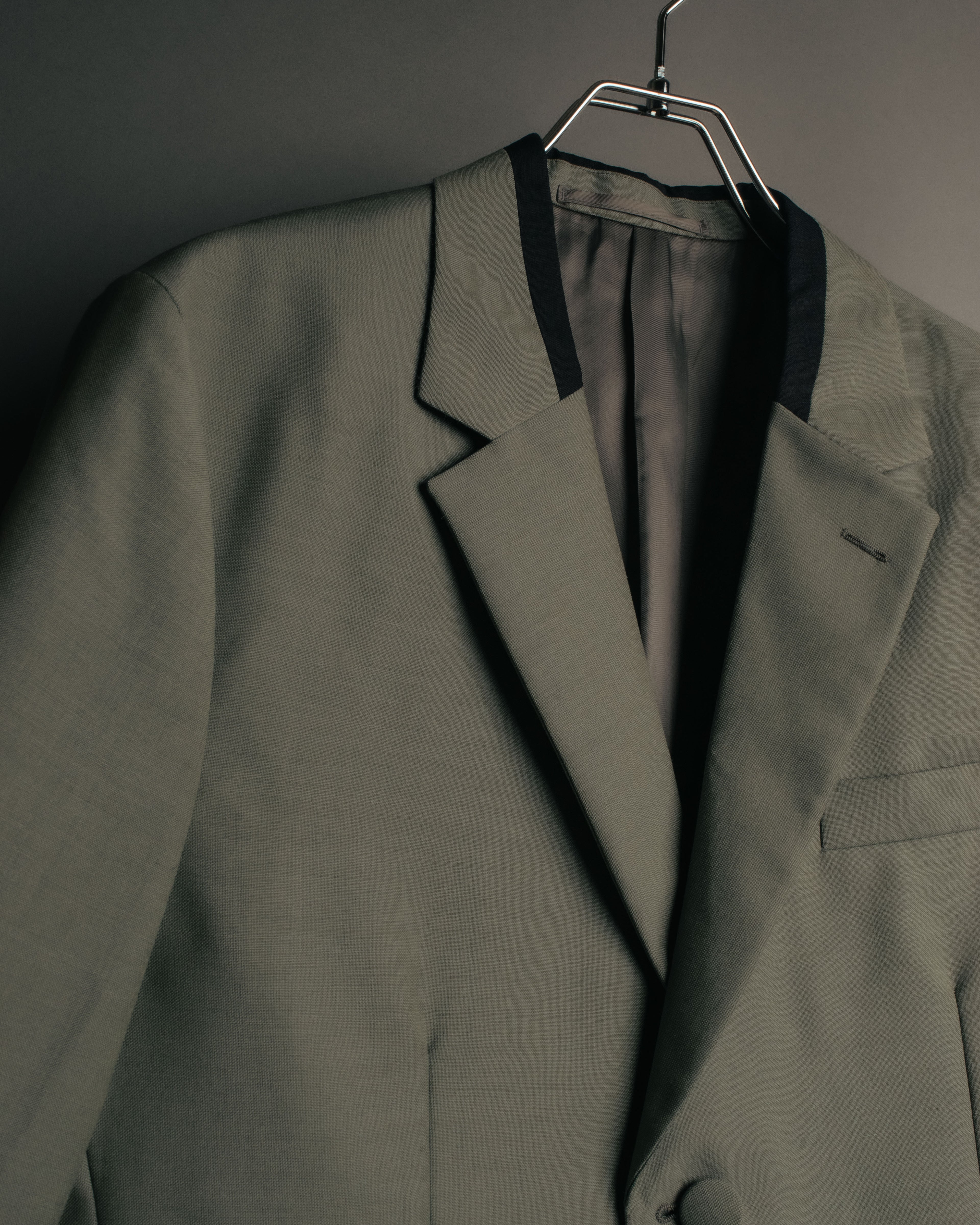 "PRADA" 2012AW Wool-mohair tailored jacket with contrast collar detail