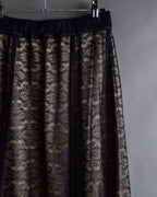 "LANVIN en Bleu" Flowers black lace layered skirt