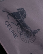 "CELINE" Sulky pattern pink silk long scarf