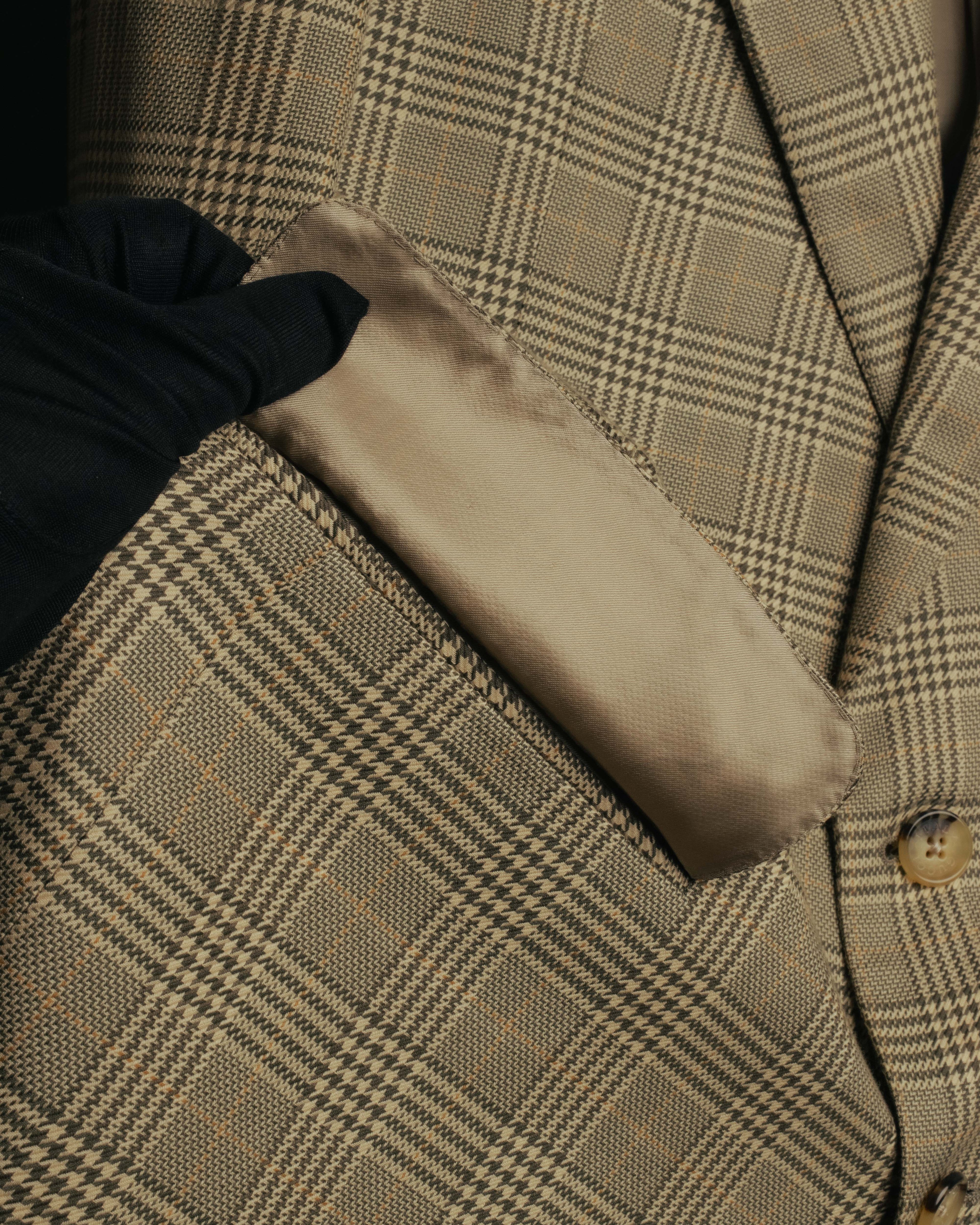 "GUCCI" 90's-00's Vintage houndstooth and glen check structured cotton jacket