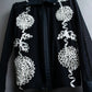 Vintage double zip ribbon flower design sheer jacket