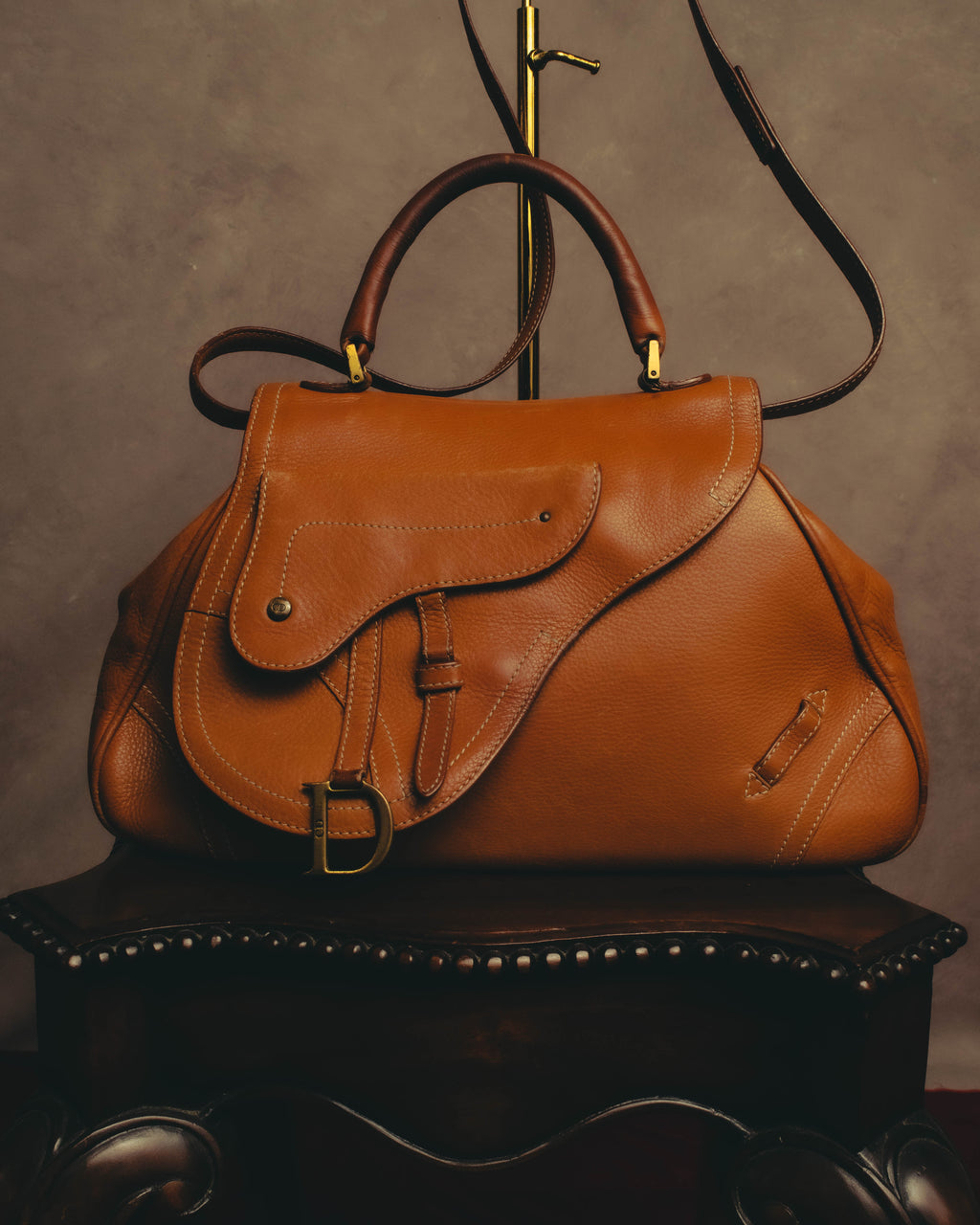 -SPECIAL- “Christian Dior” 2006-2007 Gaucho saddle leather two-way satchel