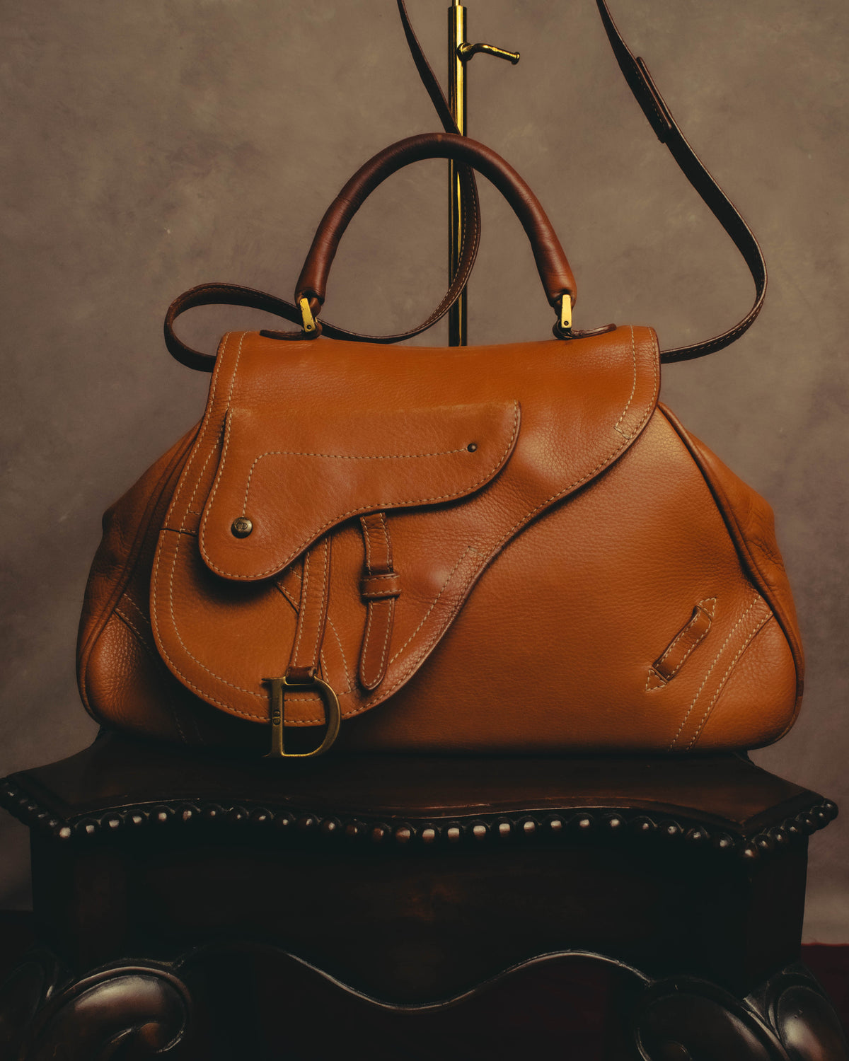 -SPECIAL- “Christian Dior” 2006-2007 Gaucho saddle leather two-way satchel