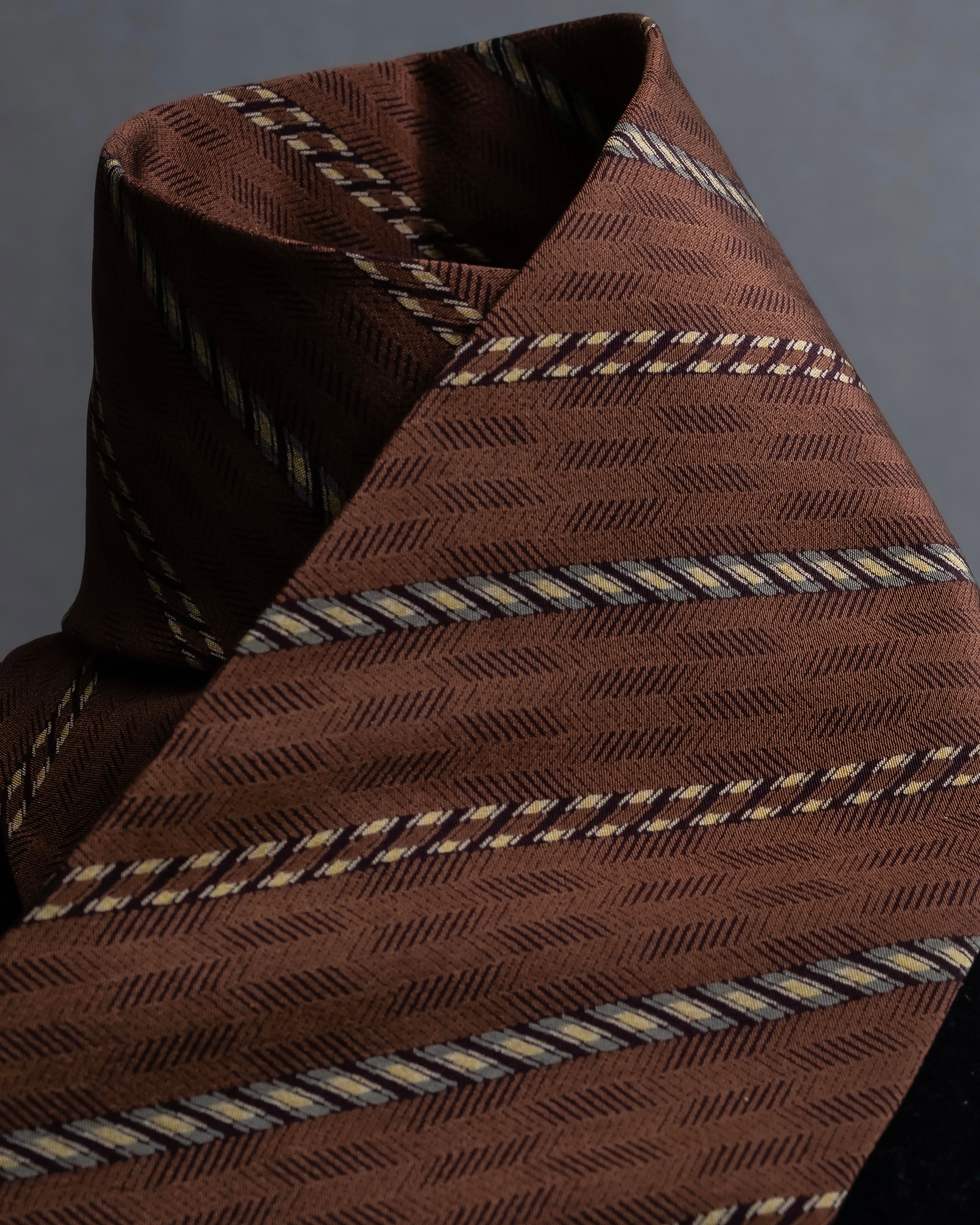"GIORGIO ARMANI" Double line stripe pattern silk necktie