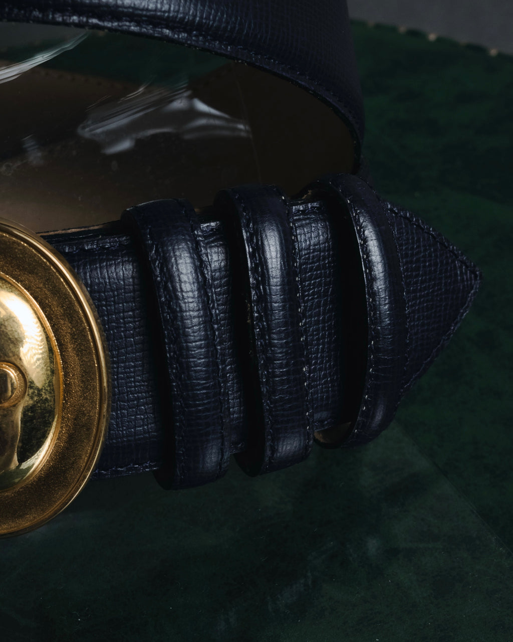 "Christian Dior" Oval logo buckle structured leather belt