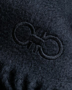 "Salvatore Ferragamo" Windowpane pattern gancini engraved long muffler