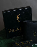 "YVES SAINT LAURENT" Cassandra logo engraved leather bi-fold wallet
