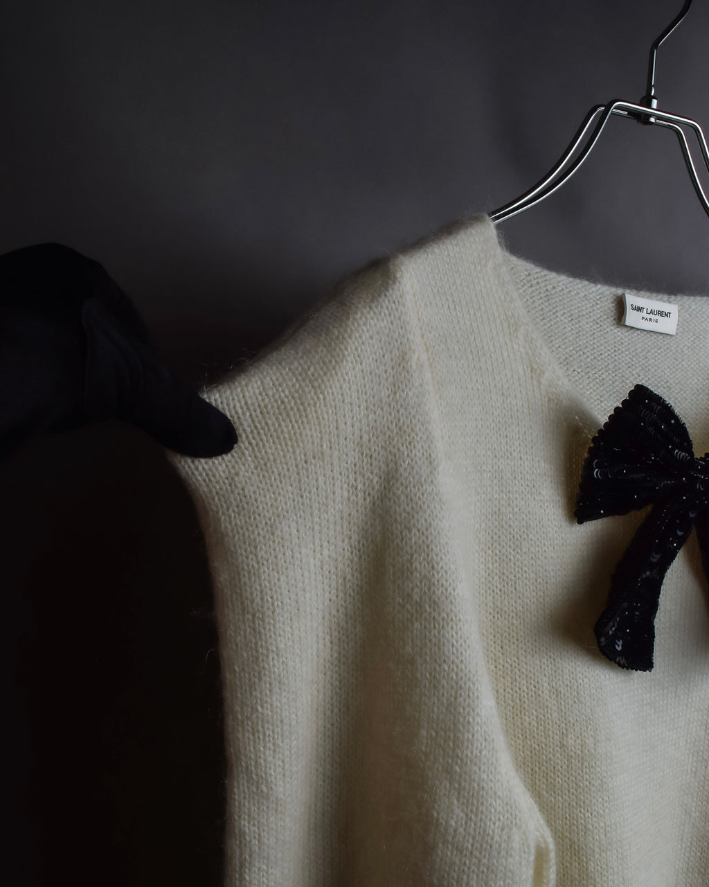 "Saint Laurent" Sequin ribbon design shoulder structure knit
