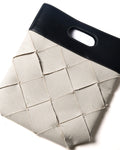 BOTTEGA VENETA/ Maxi Intrecciato Slip Canvas & Leather Handbag Beige & Black