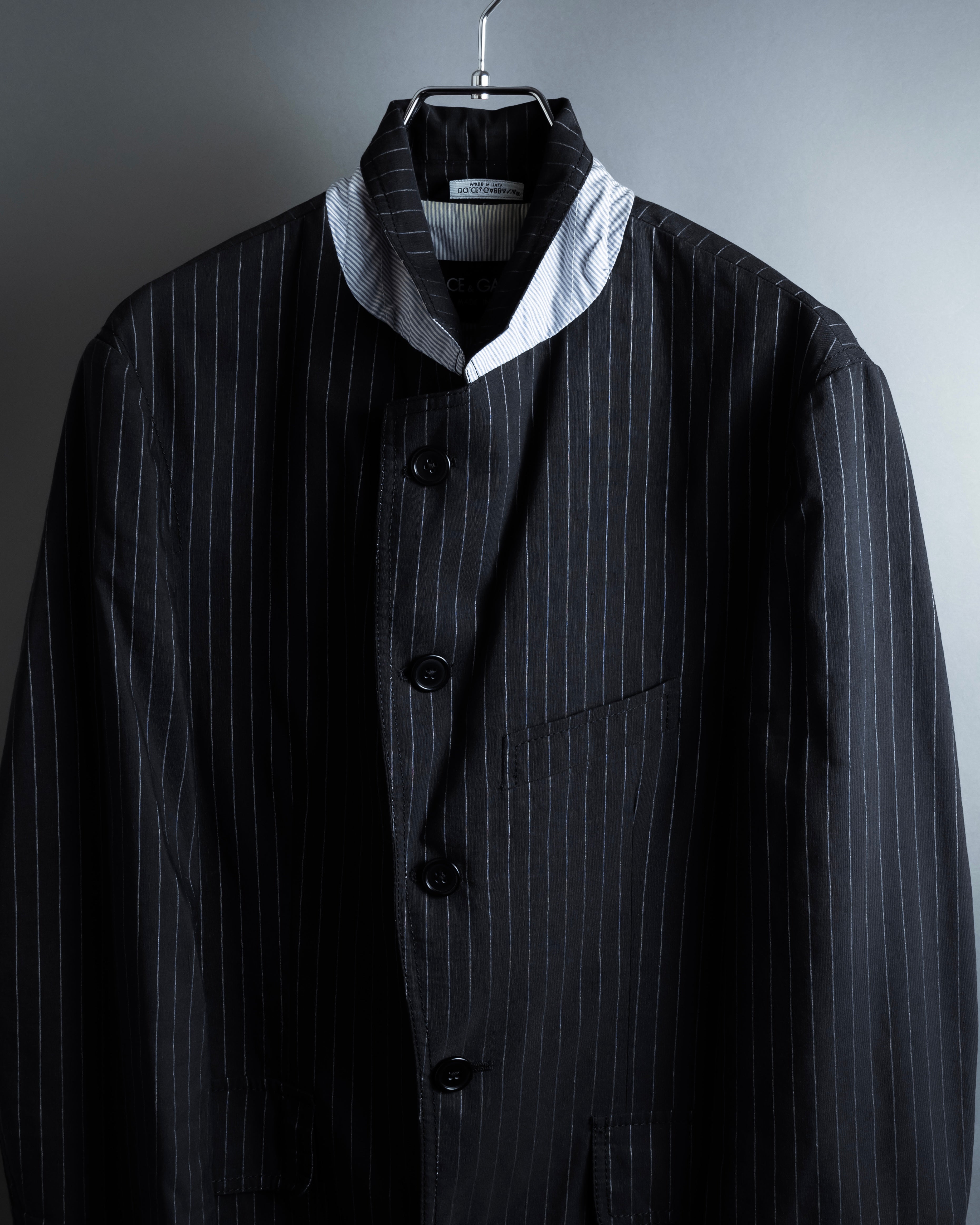 "Dolce & Gabbana" Collar switching design pinstripe pattern tailored jacket