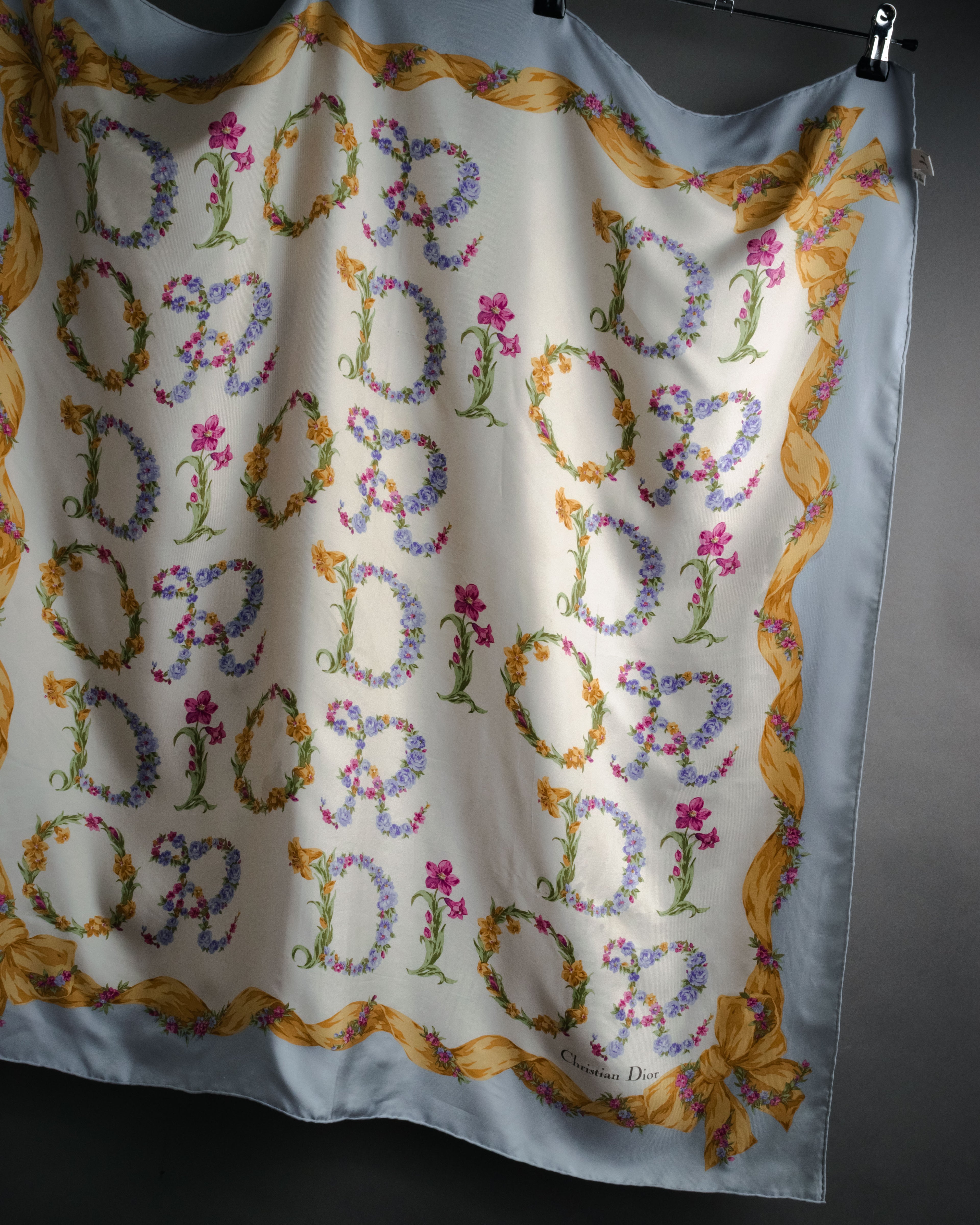 “Christian Dior” 90’s Floral logo silk scarf