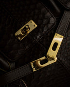 "Vintage turnlock design python leather bag"