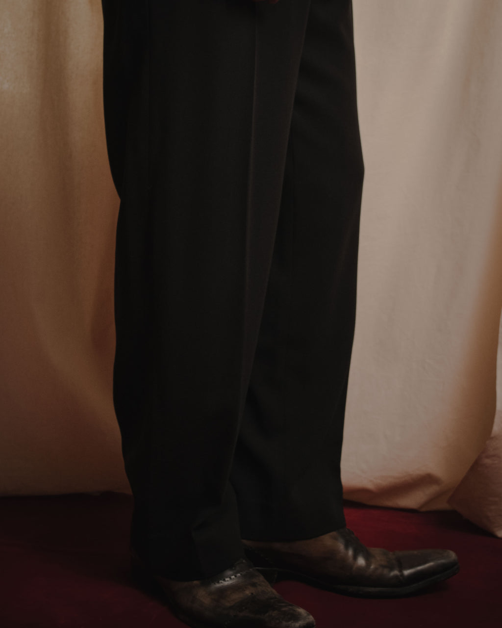 "GIORGIO ARMANI" 90’s Minimalist straight-leg virgin wool slacks