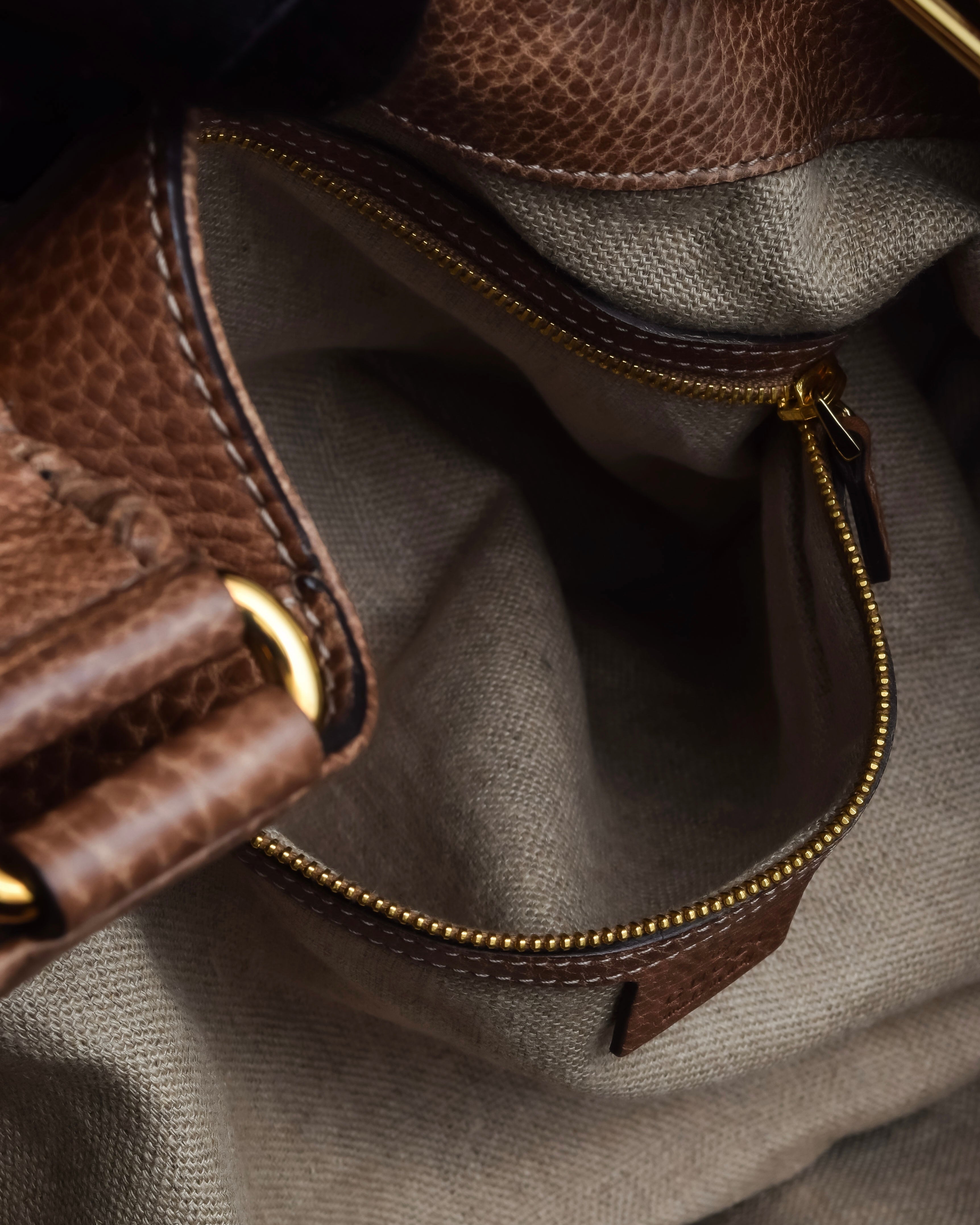 "GUCCI" Charlotte whipstitch hobo leather shoulder Bag