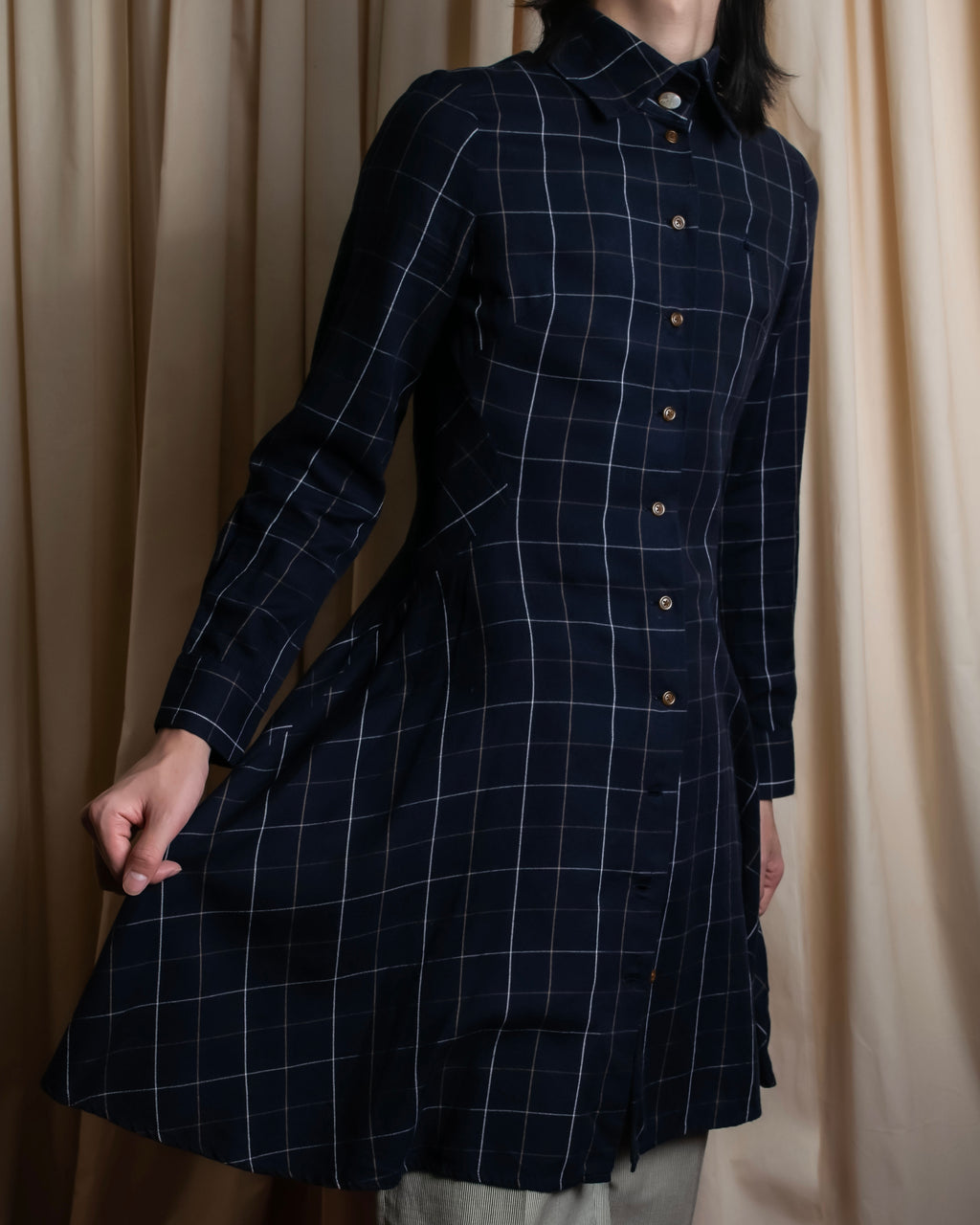 "Vivienne Westwood RED LABEL"
Windowpane print long shirt dress