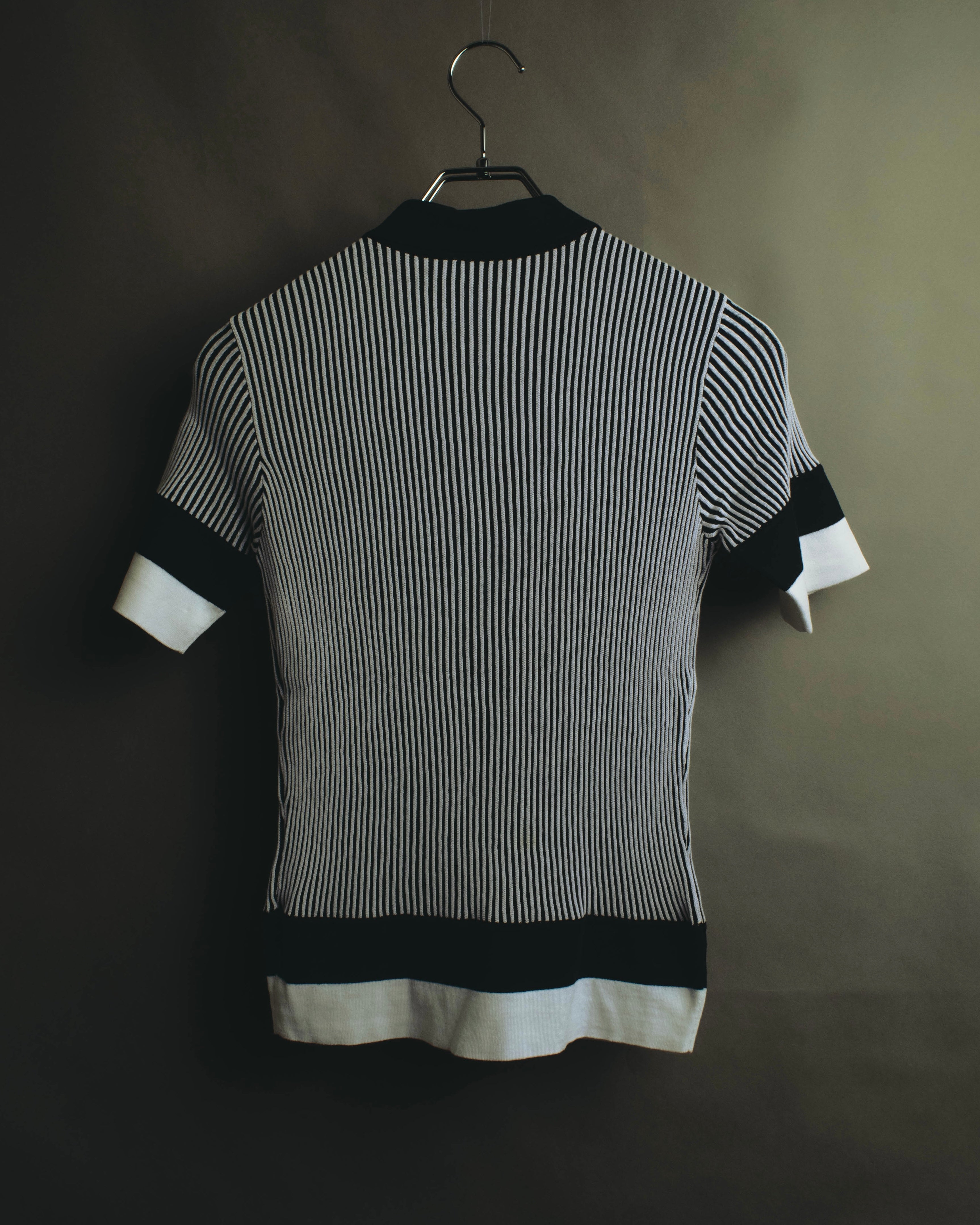 "Salvatore Ferragamo" 00's-10's Monochrome striped cotton knit polo