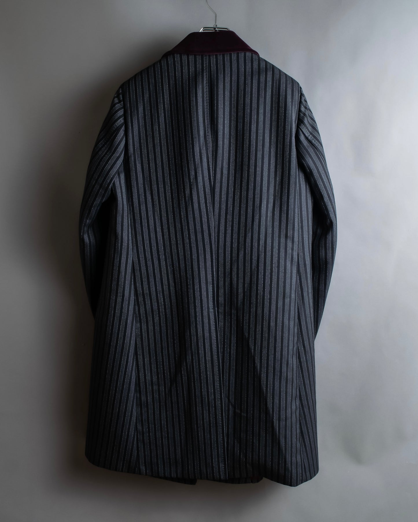 "GUCCI" Velour upper collar design thick stripe pattern chester coat