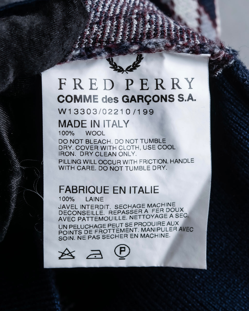 "COMME des GARCONS SHIRT × FRED PERRY" Argyle pattern box silhouette wool knit