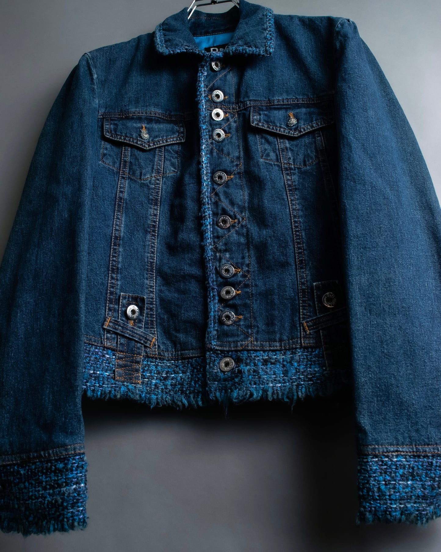 “D&G” Tweed attached bijou button denim jacket