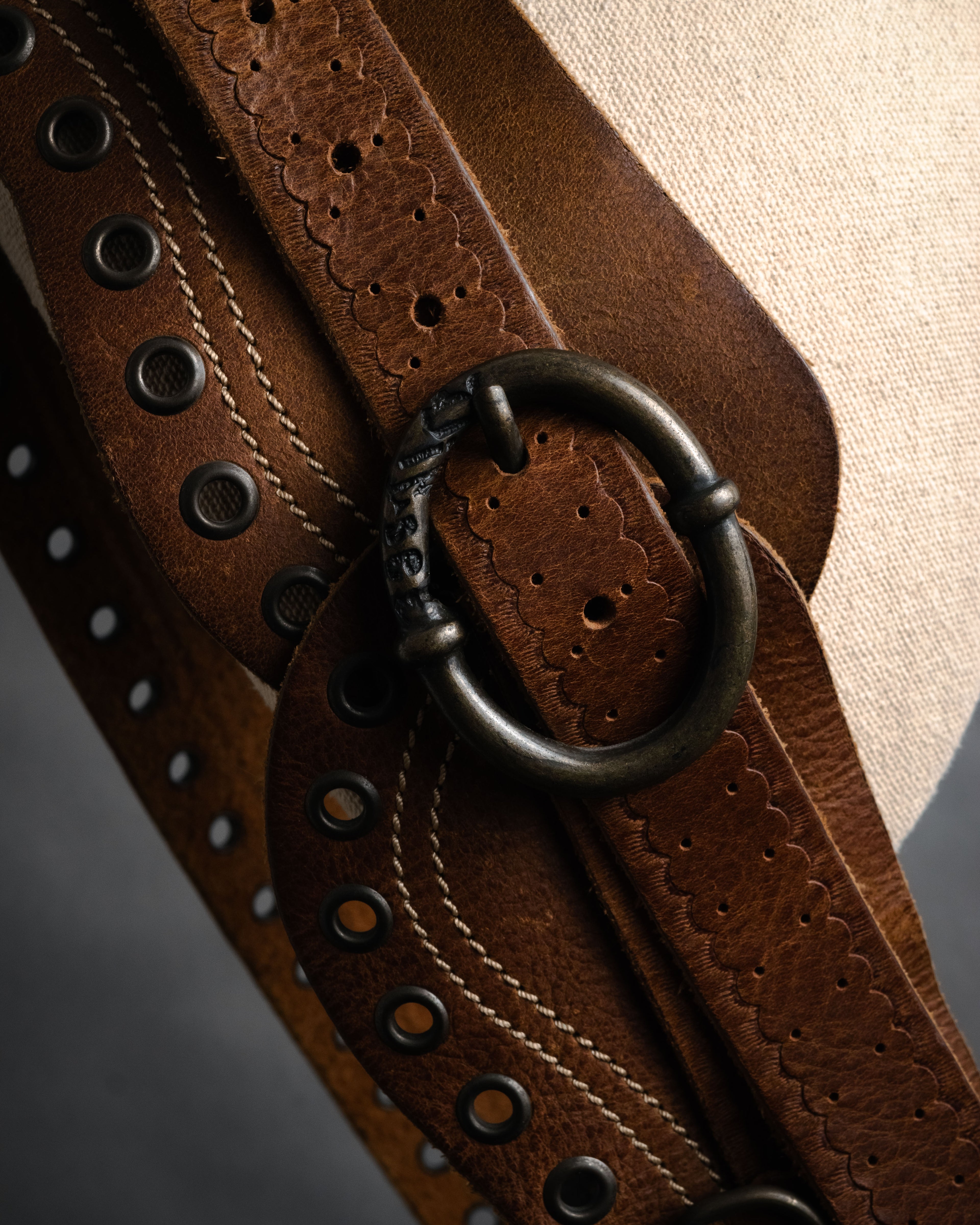 “DIESEL” 2000’s Studded craft leather belt