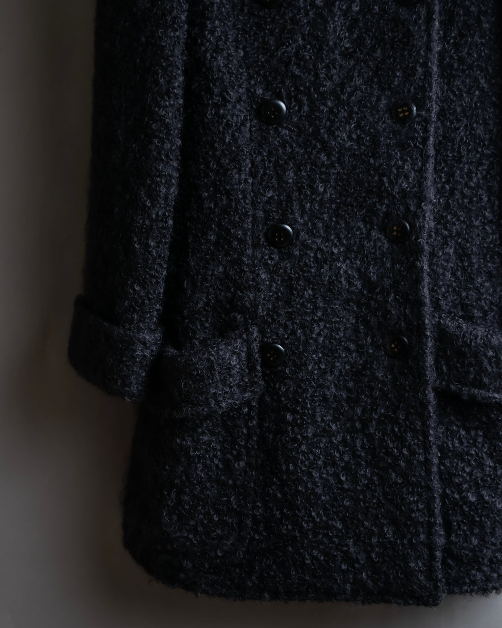 "Valentino Garavani" Fur collar boucle wool mid-length coat