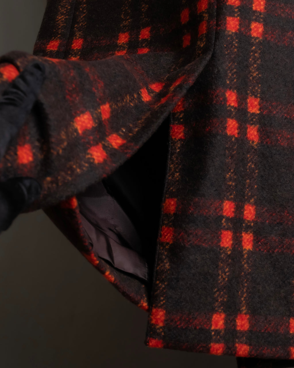 "HUGO BOSS" Plaid brushed wool tailored coat