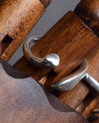 "CHANEL" Curved frame double combination silver earrings