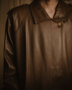 -SPECIAL- "LOEWE" 80’s Military detail stencil leather coat