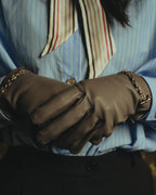 -SPECIAL- "Hermès" 20's Luxurious chain detailed lambskin leather gloves