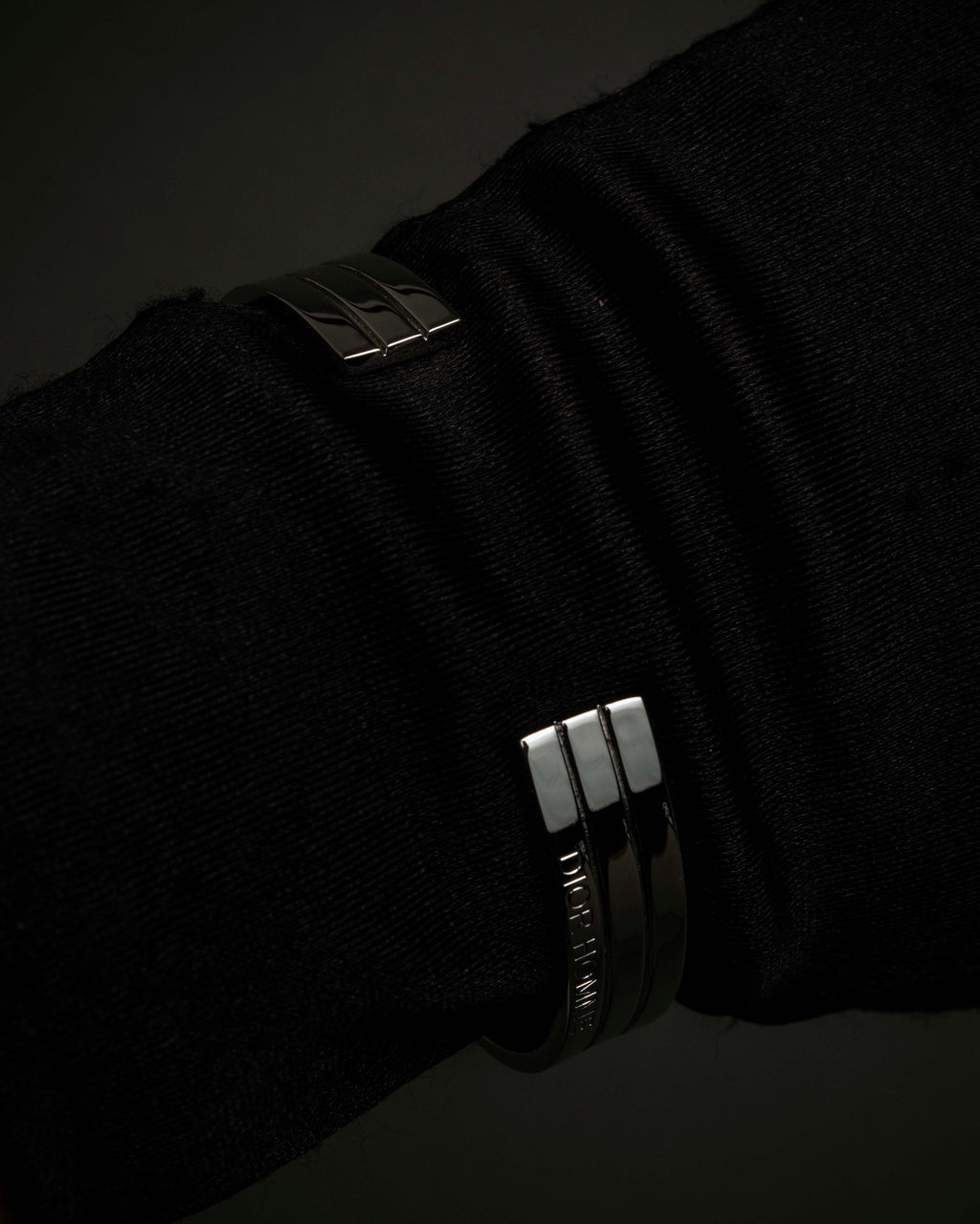 "DIOR HOMME" Logo engraved silver bangle