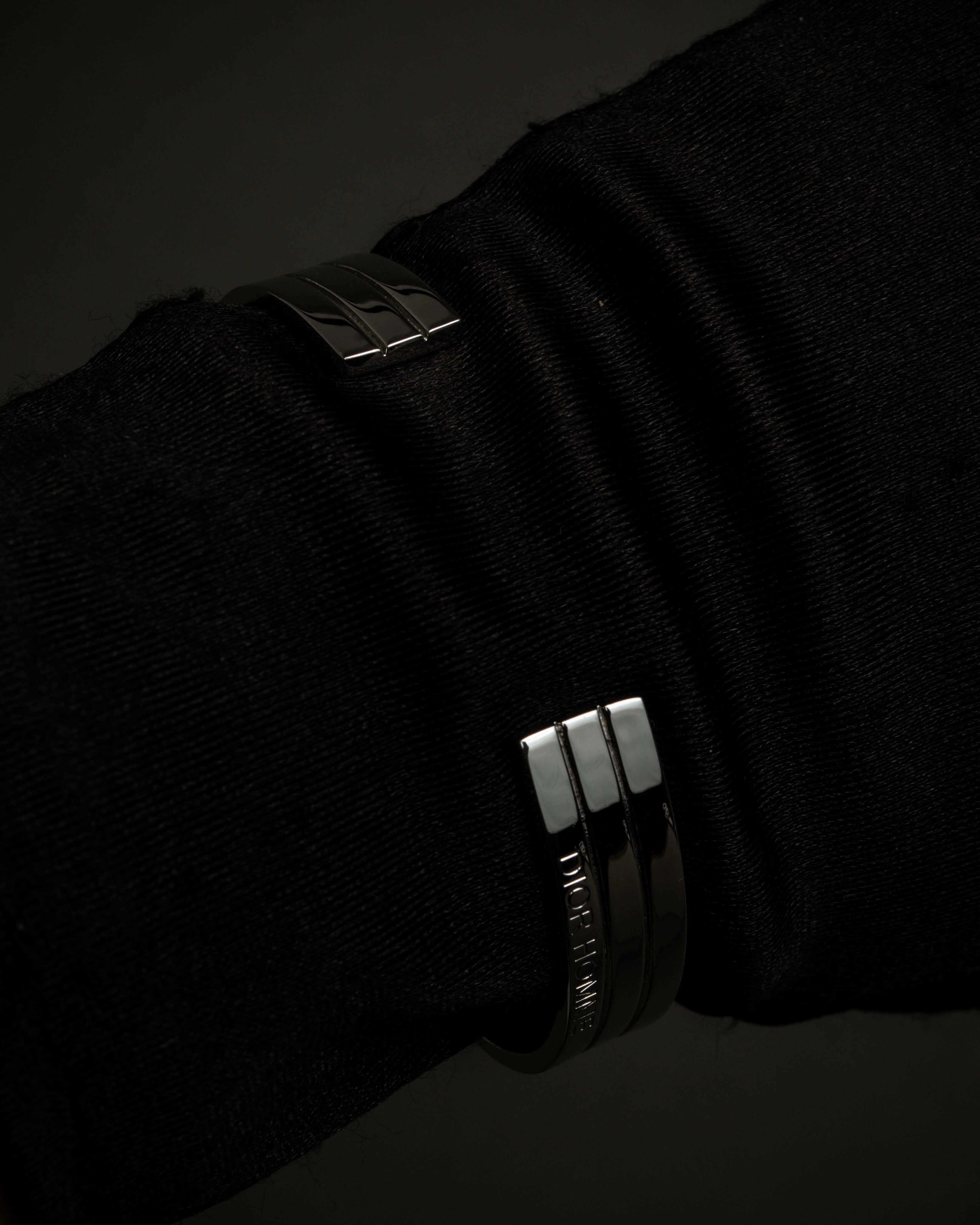 "DIOR HOMME" Logo engraved silver bangle