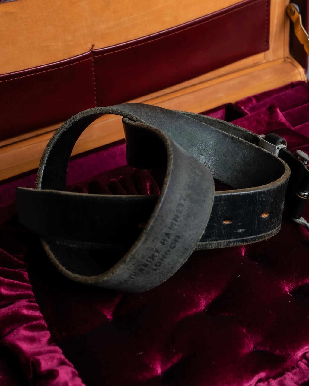 "KATHARINE HAMNETT" Vintage aged silver buckle leather belt