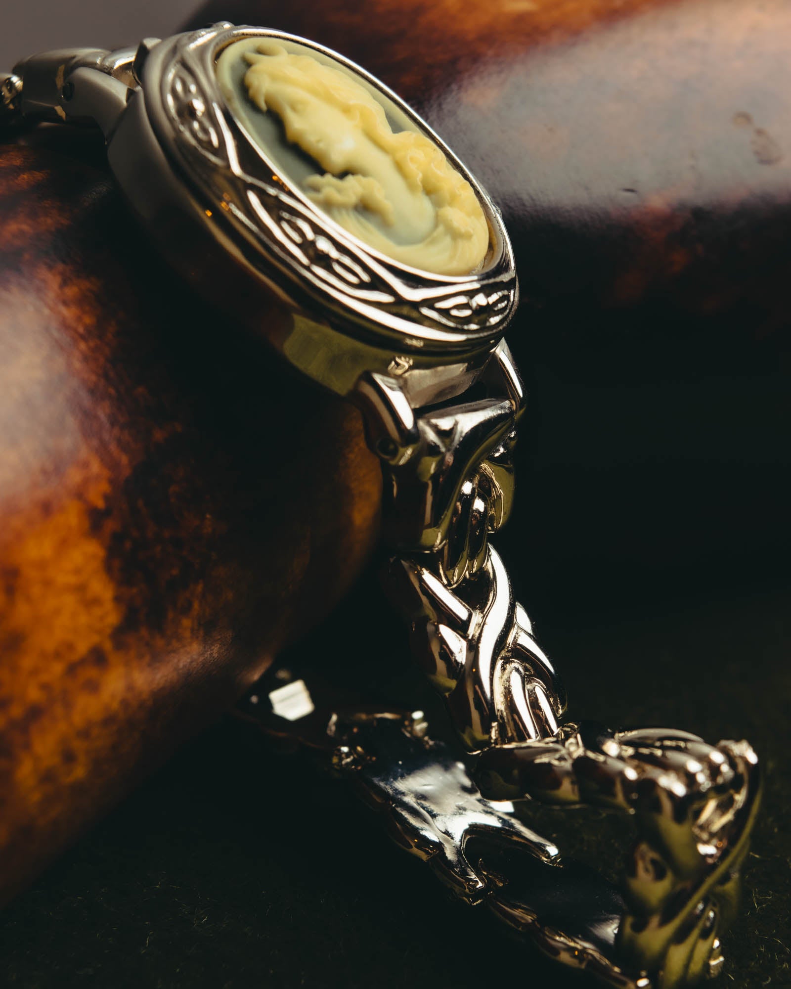 "Valentino Michelle" Vintage cameo secret quartz bracelet watch