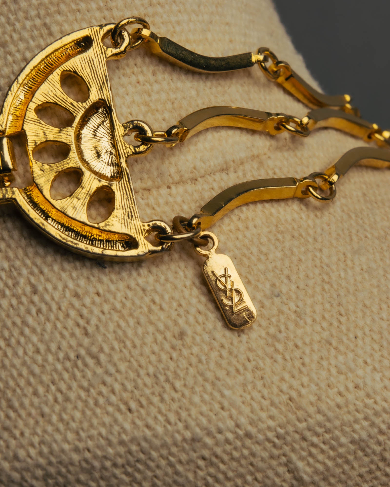 "Yves Saint Laurent" 80's-90's Gold tone multi chain necklace