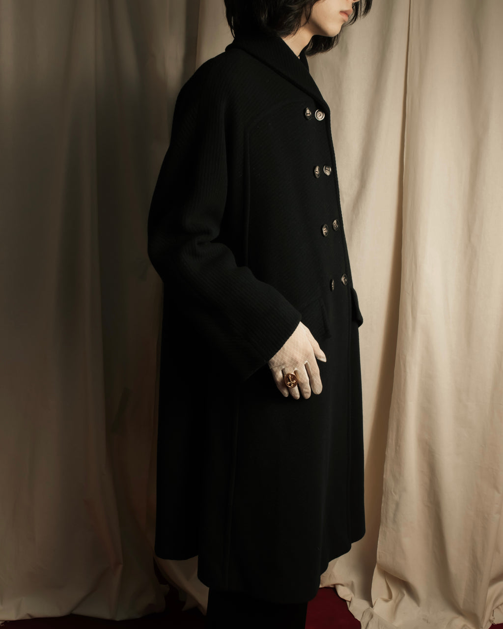 "Valentino Garavani"Shawl collar A-line silhouette long coat