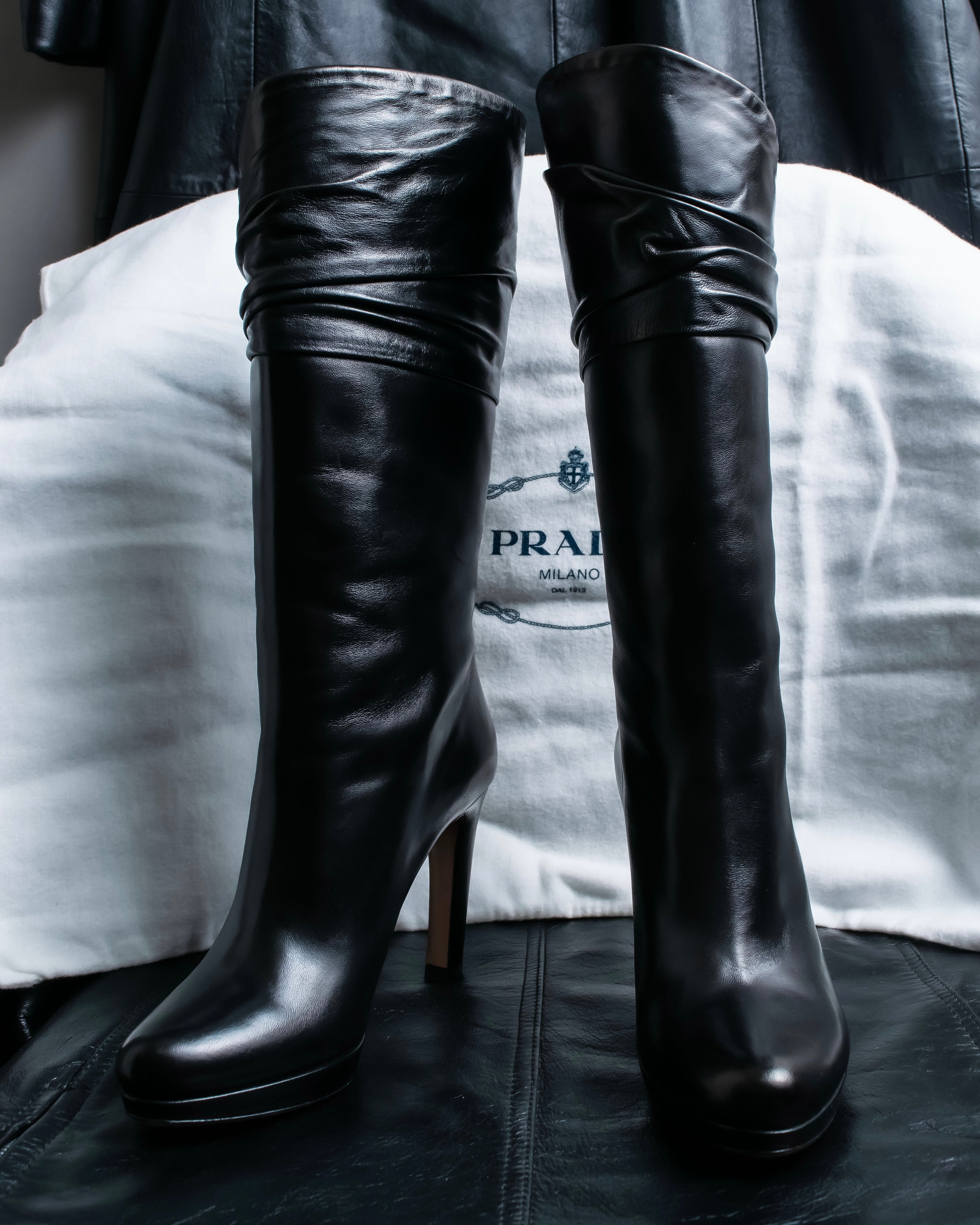 "PRADA" Shirred mode stylelong boots
