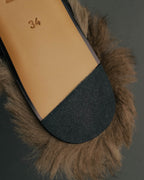 "GUCCI" Fur lined horsebit backless loafer