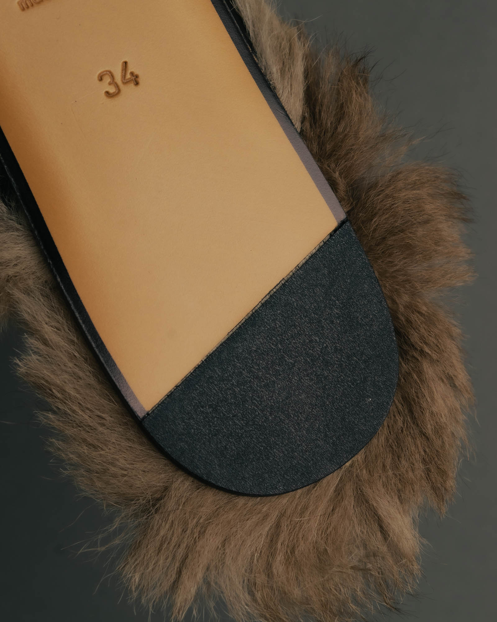 "GUCCI" Fur lined horsebit backless loafer
