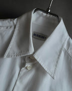 "BURBERRY" Wide collar embroidered emblem white shirt