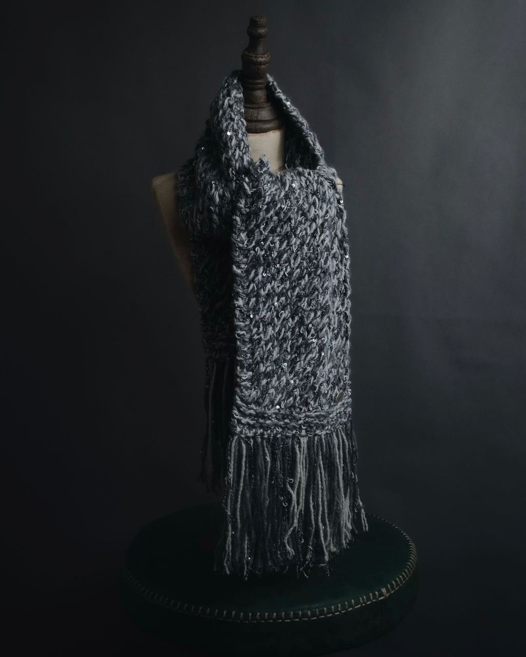 "CHANEL" 2005AW fantasy yarn embellished fringe scarf