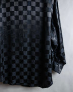 "FENDI JEANS" Logo engraved check pattern glossy shirt