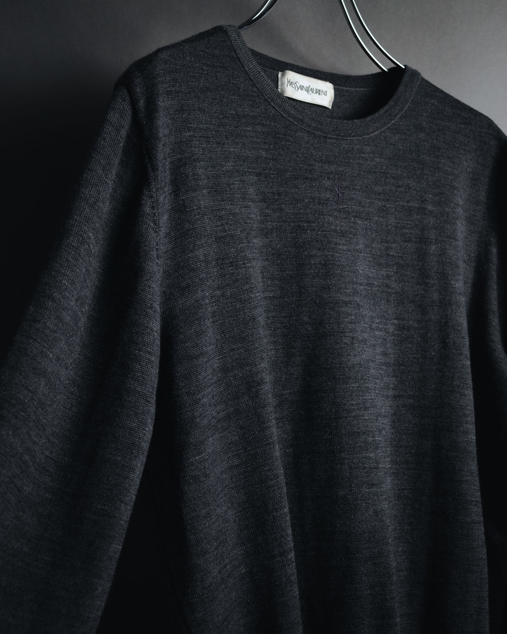 "YVES SAINT LAURENT" 80’s-90’s embroidered logo wool knit sweater