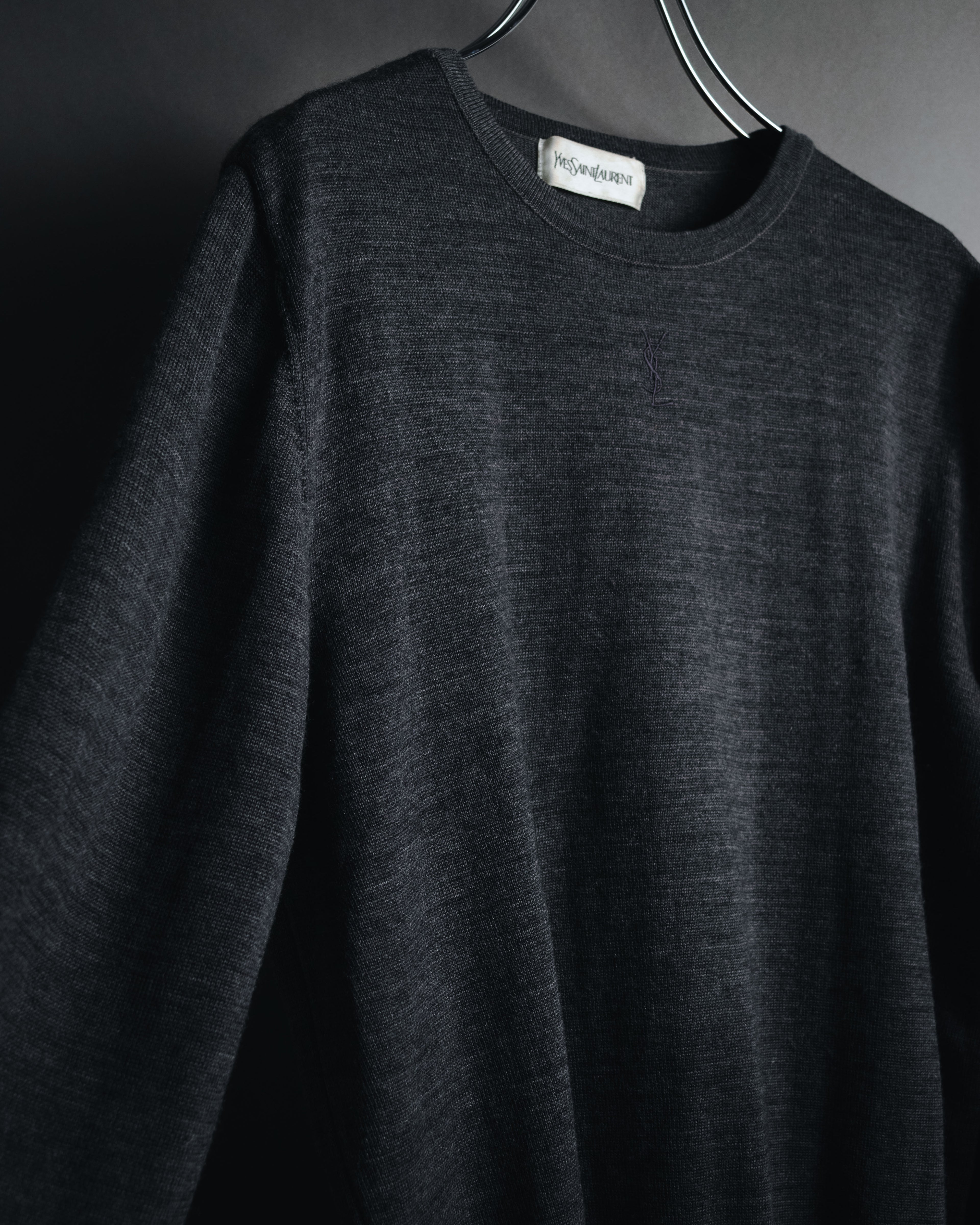 "YVES SAINT LAURENT" 80’s-90’s embroidered logo wool knit sweater