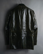 "KATHARINE HAMNETT LONDON"
90’s-00’s Panel-constructed  ever green leather tailored blazer