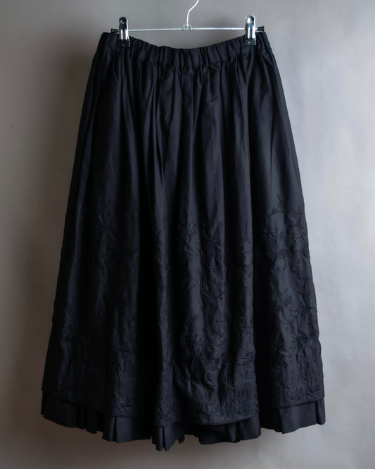 "COMME des GARCONS COMME des GARCONS" Floral embroidery layered gather flare skirt