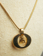 "Christian Dior" 80's-90's Gold logo pendant necklace