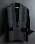 "Christian Dior" Jacquard switching design no-collar jacket