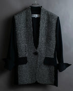 "Christian Dior" Jacquard switching design no-collar jacket