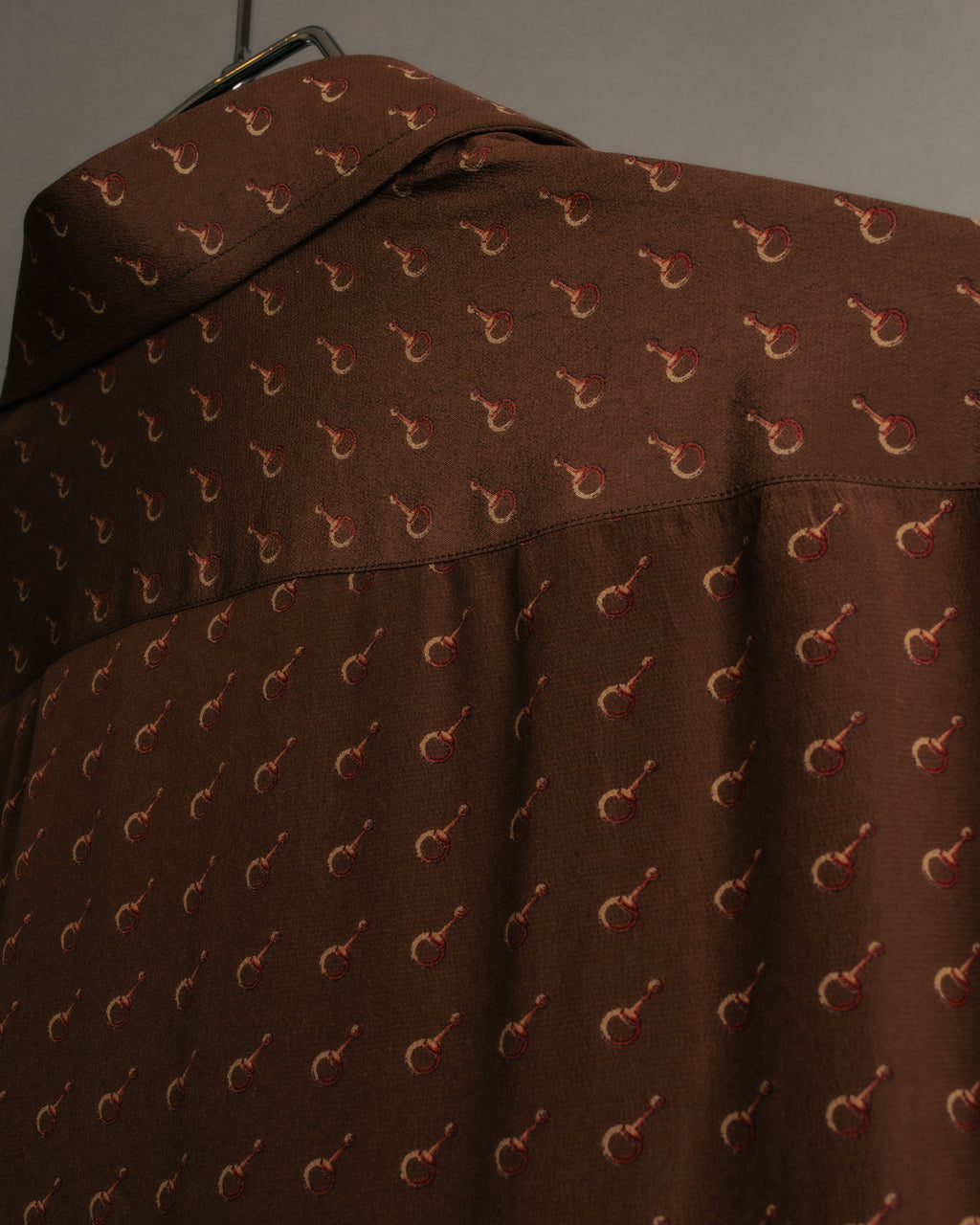 “GUCCI” 70’s horsebit monogram silk shirt