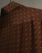 “GUCCI” 70’s horsebit monogram silk shirt